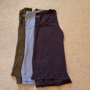 Bundle of 3 tanks from Loft , EUC Large blue, olive, charcoal
